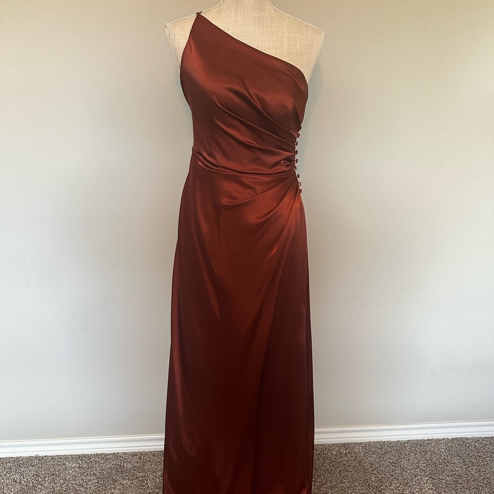 One Shoulder Satin Formal Maxi Dress